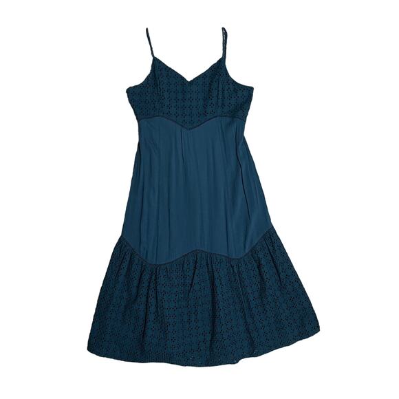 Miami LARGE Adjustable Spaghetti Strap Eyelet Crochet Detail Midi Sundress - Picture 11 of 14